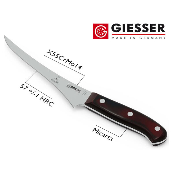 Шефски нож Giesser серия PremiumCut Filet No 1, Rocking Chefs, Micarta 17 см острие